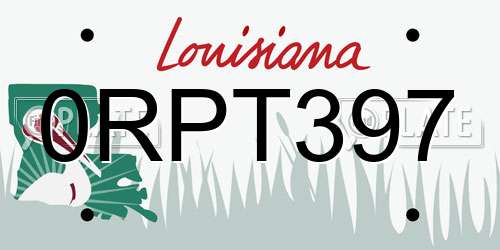 0RPT397 Louisiana License Plate