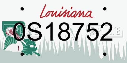 0S18752 Louisiana License Plate