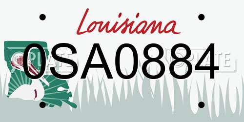 0SA0884 Louisiana License Plate