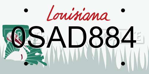 0SAD884 Louisiana License Plate