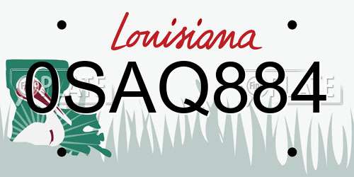 0SAQ884 Louisiana License Plate