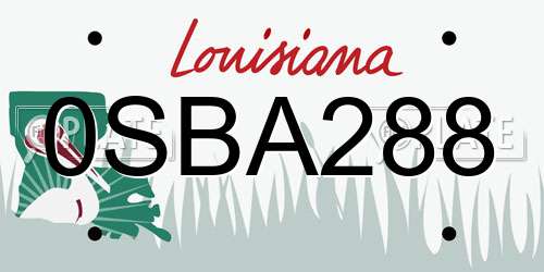 0SBA288 Louisiana License Plate
