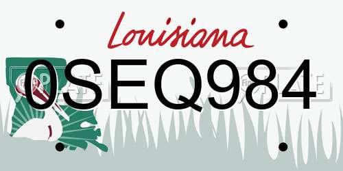 0SEQ984 Louisiana License Plate