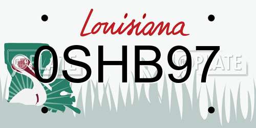 0SHB97 Louisiana License Plate