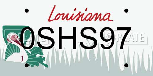 0SHS97 Louisiana License Plate