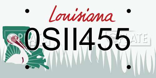 0SII455 Louisiana License Plate