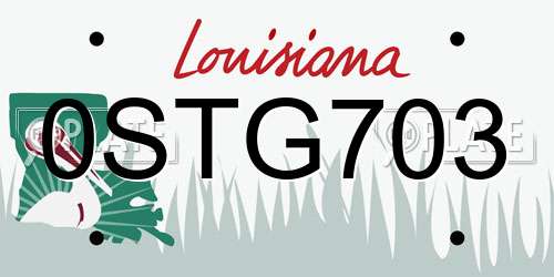 0STG703 Louisiana License Plate