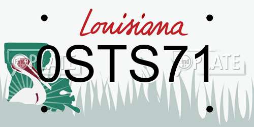 0STS71 Louisiana License Plate