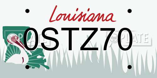 0STZ70 Louisiana License Plate
