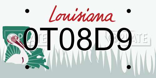 0T08D9 Louisiana License Plate