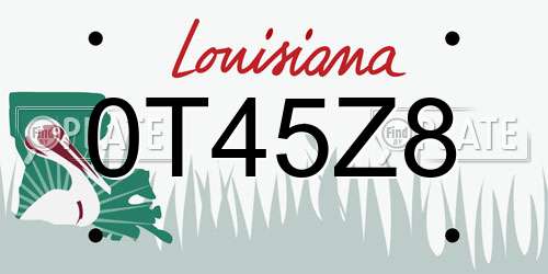 0T45Z8 Louisiana License Plate