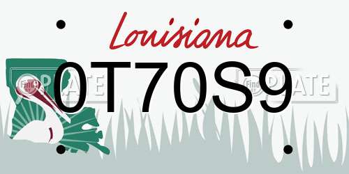0T70S9 Louisiana License Plate