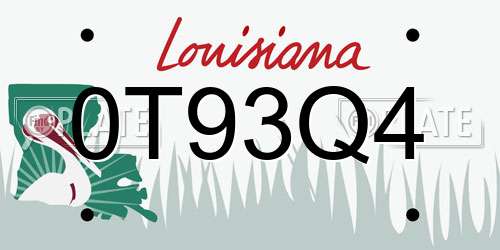 0T93Q4 Louisiana License Plate