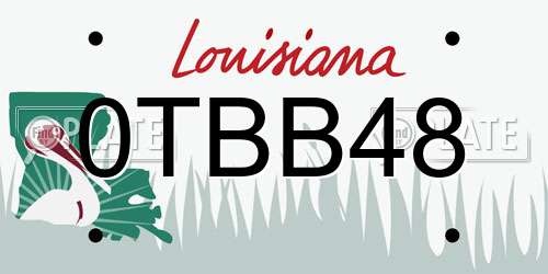 0TBB48 Louisiana License Plate