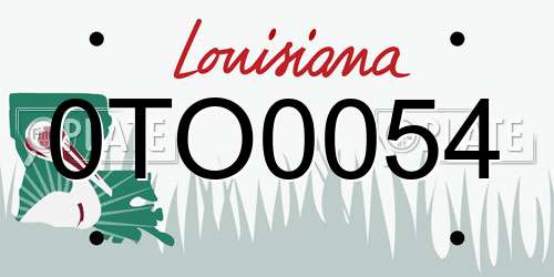 0TO0054 Louisiana License Plate