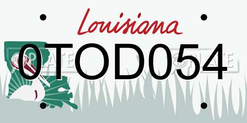 0TOD054 Louisiana License Plate