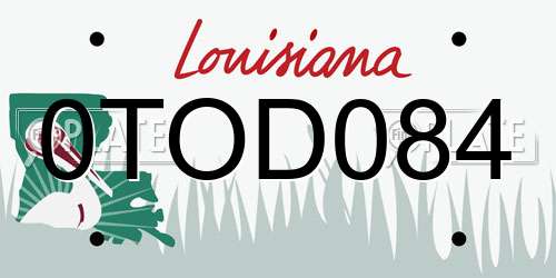 0TOD084 Louisiana License Plate
