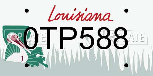 0TP588 Louisiana License Plate