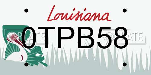 0TPB58 Louisiana License Plate