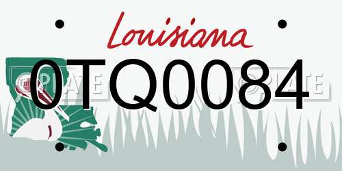 0TQ0084 Louisiana License Plate