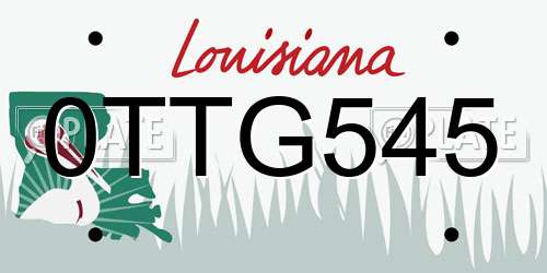 0TTG545 Louisiana License Plate