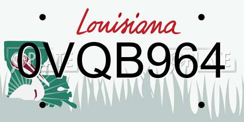 0VQB964 Louisiana License Plate