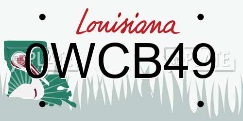 0WCB49 Louisiana License Plate