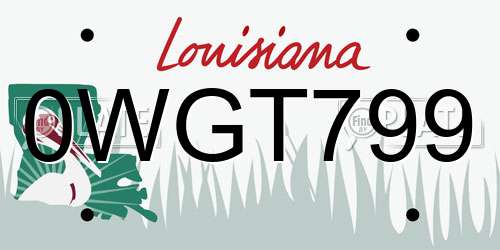 0WGT799 Louisiana License Plate