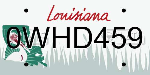 0WHD459 Louisiana License Plate