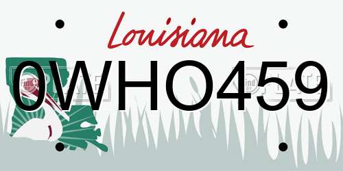 0WHO459 Louisiana License Plate