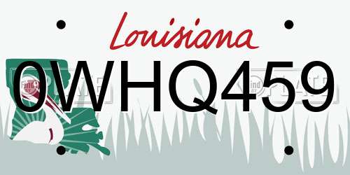 0WHQ459 Louisiana License Plate