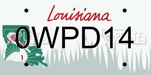 0WPD14 Louisiana License Plate