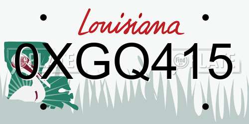 0XGQ415 Louisiana License Plate