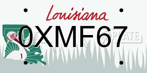 0XMF67 Louisiana License Plate