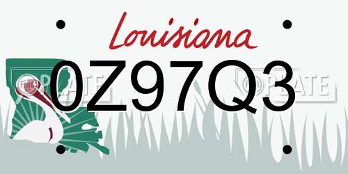 0Z97Q3 Louisiana License Plate