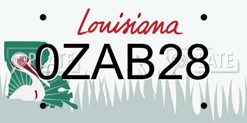0ZAB28 Louisiana License Plate