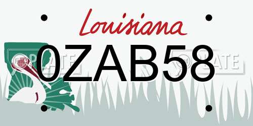 0ZAB58 Louisiana License Plate