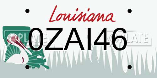 0ZAI46 Louisiana License Plate