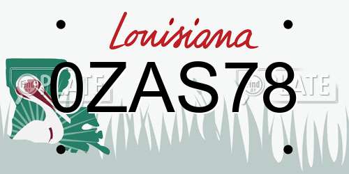 0ZAS78 Louisiana License Plate