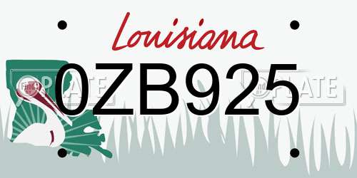 0ZB925 Louisiana License Plate