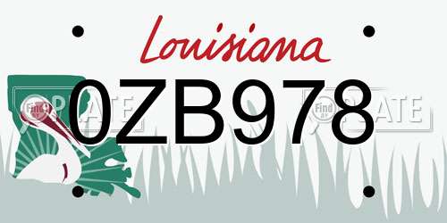 0ZB978 Louisiana License Plate