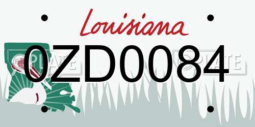 0ZD0084 Louisiana License Plate