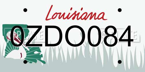 0ZDO084 Louisiana License Plate