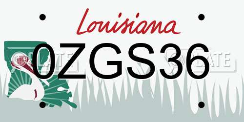 0ZGS36 Louisiana License Plate