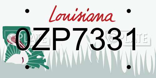 0ZP7331 Louisiana License Plate