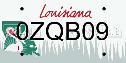0ZQB09 Louisiana License Plate