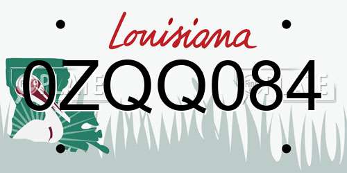 0ZQQ084 Louisiana License Plate