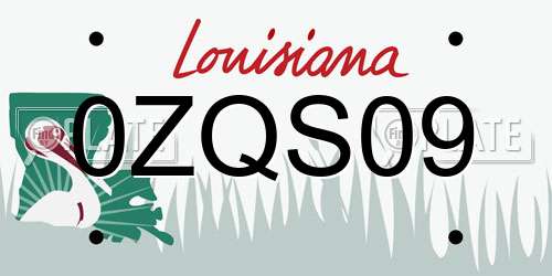 0ZQS09 Louisiana License Plate