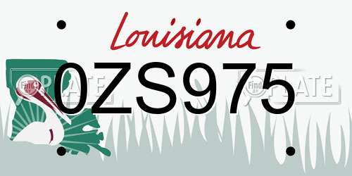 0ZS975 Louisiana License Plate