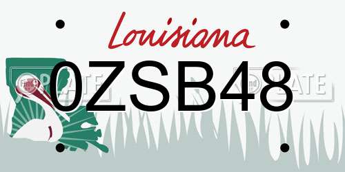 0ZSB48 Louisiana License Plate
